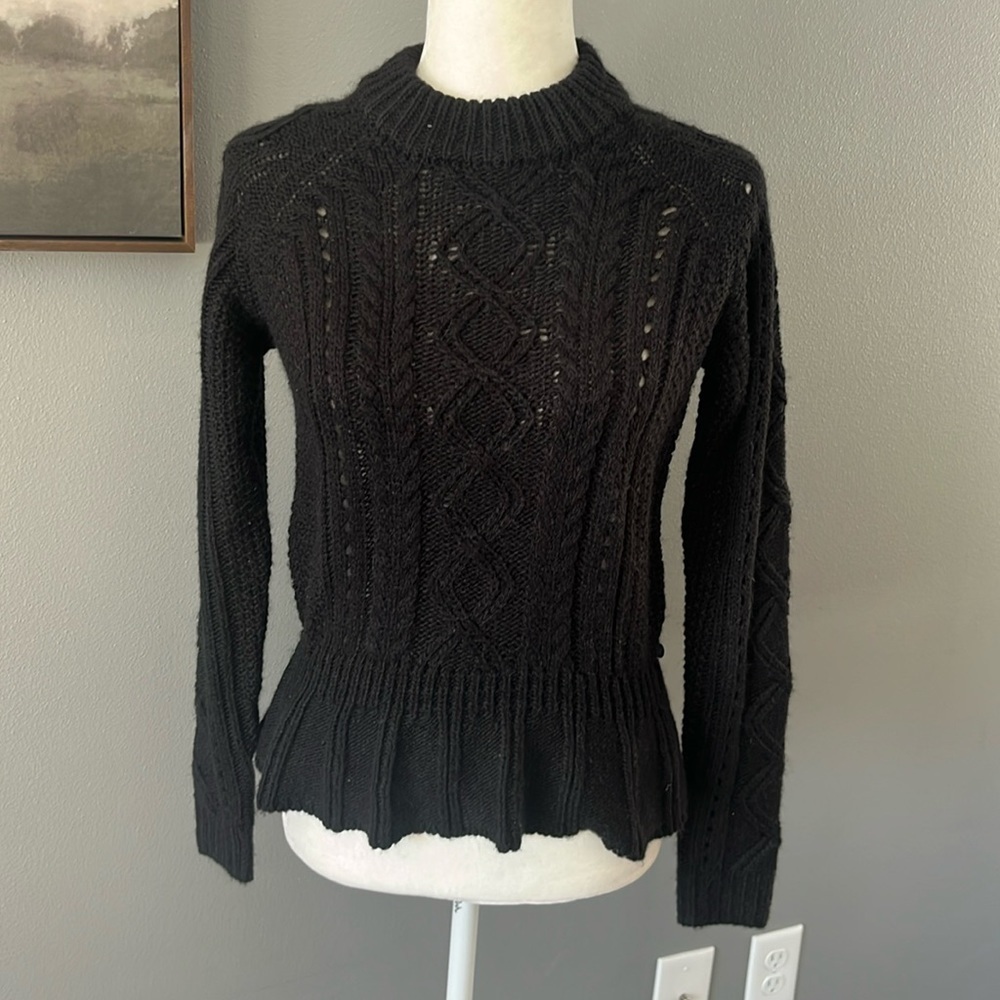 Scotch & Soda Mille Nuits Cable Knit Peplum Sweater Black